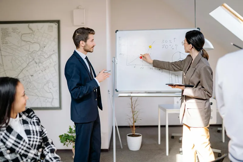 A whiteboard framework session showing decision points and levels of evidence